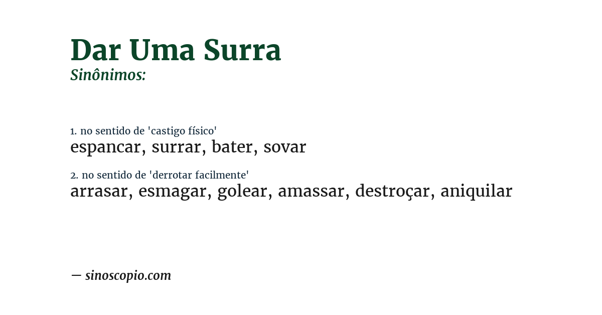 Sinônimo de dar uma surra