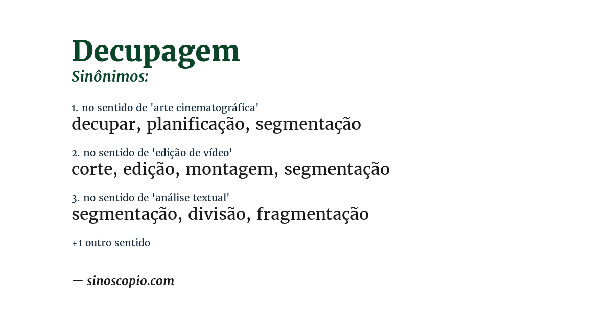 Sinônimo de decupagem
