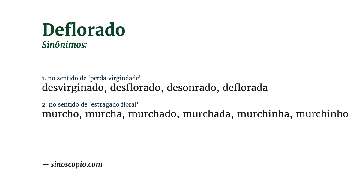 Sinônimo de deflorado