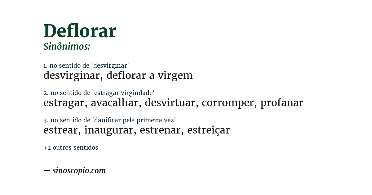 Sinônimo de deflorar