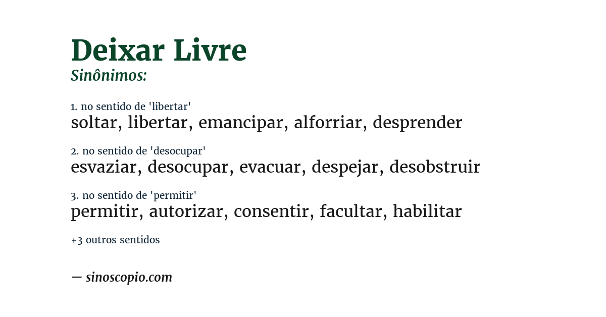 Sinônimo de deixar livre