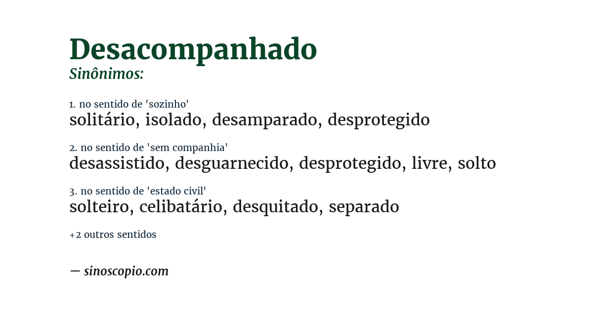 Sinônimo de desacompanhado