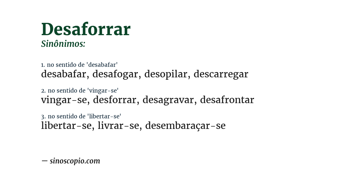 Sinônimo de desaforrar