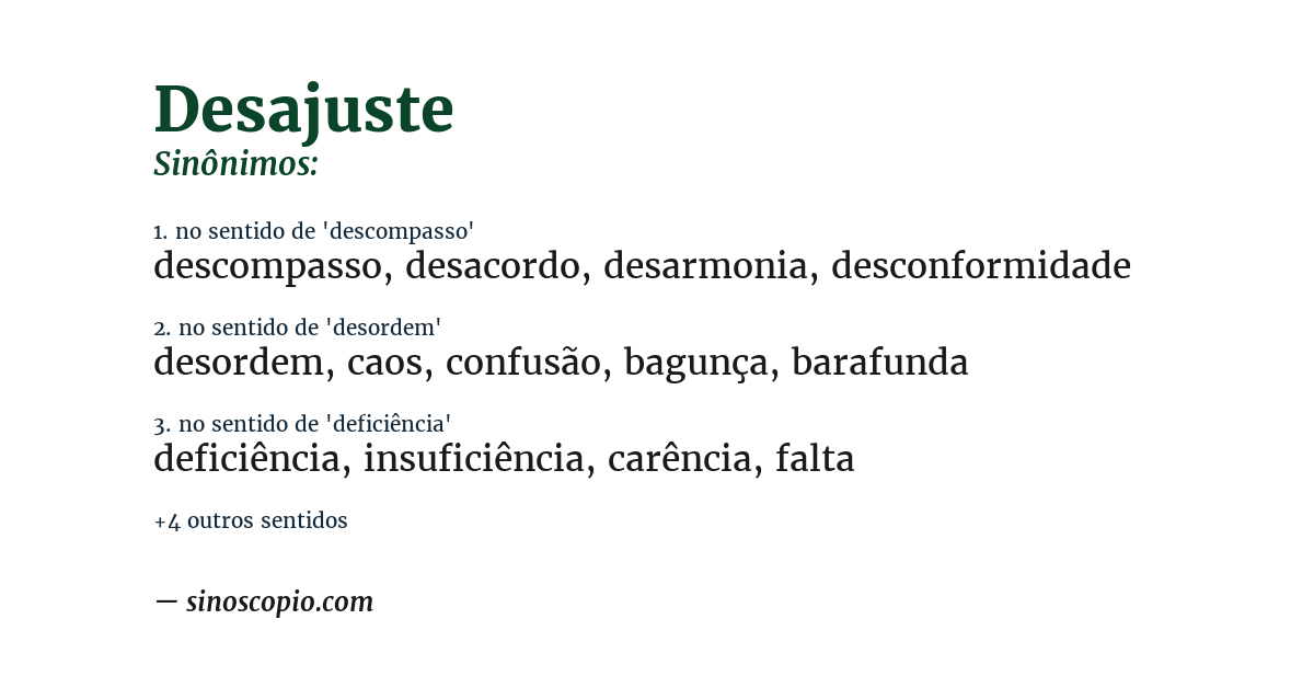 Sinônimo de desajuste