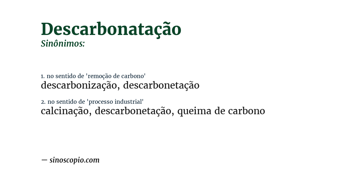 Sinônimo de descarbonatação