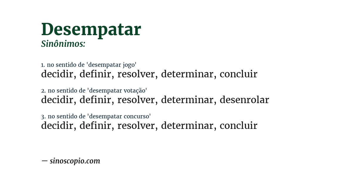 Sinônimo de desempatar