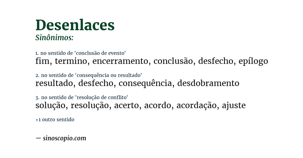 Sinônimo de desenlaces