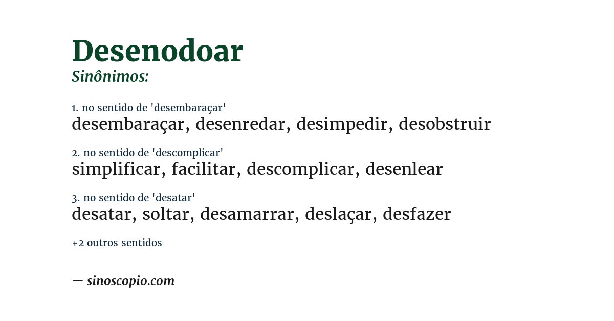 Sinônimo de desenodoar