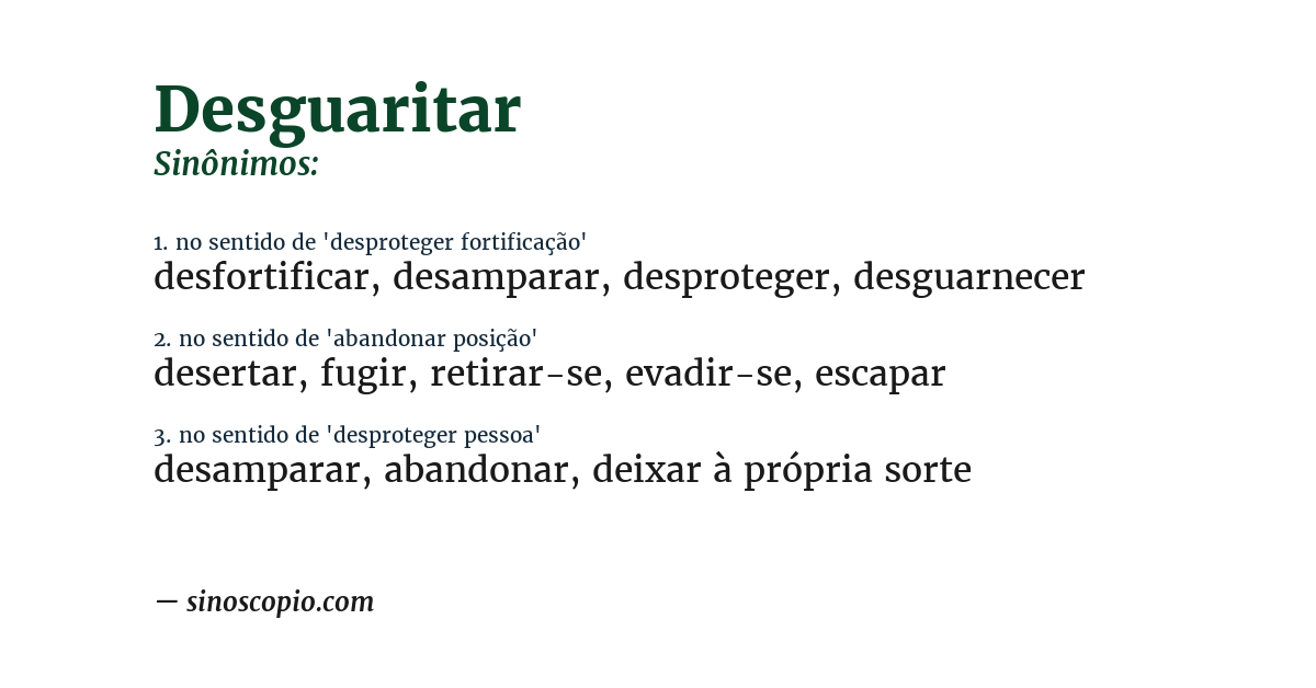 Sinônimo de desguaritar