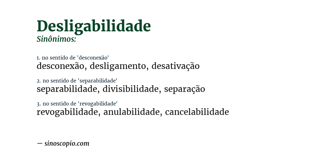 Sinônimo de desligabilidade