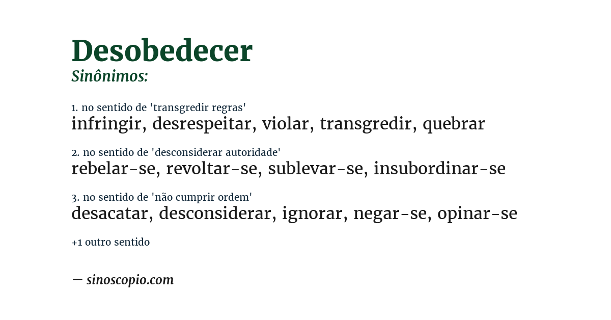 Sinônimo de desobedecer