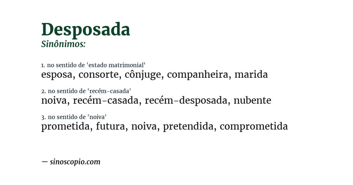 Sinônimo de desposada