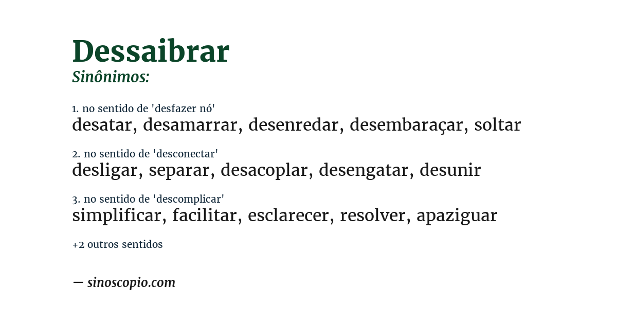 Sinônimo de dessaibrar
