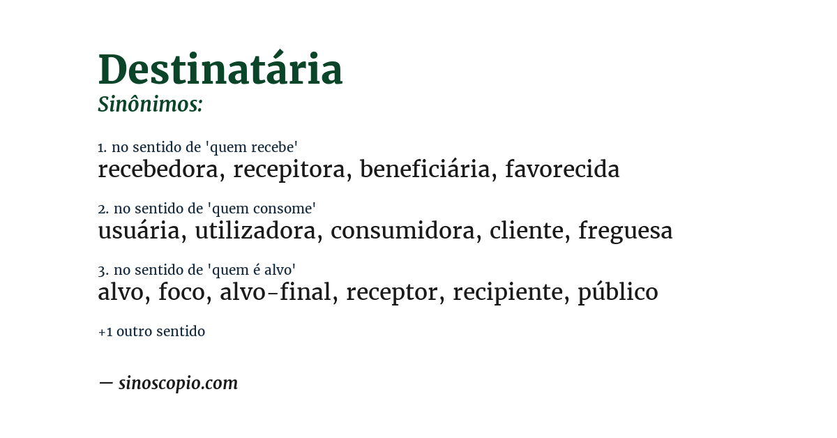 Sinônimo de destinatária