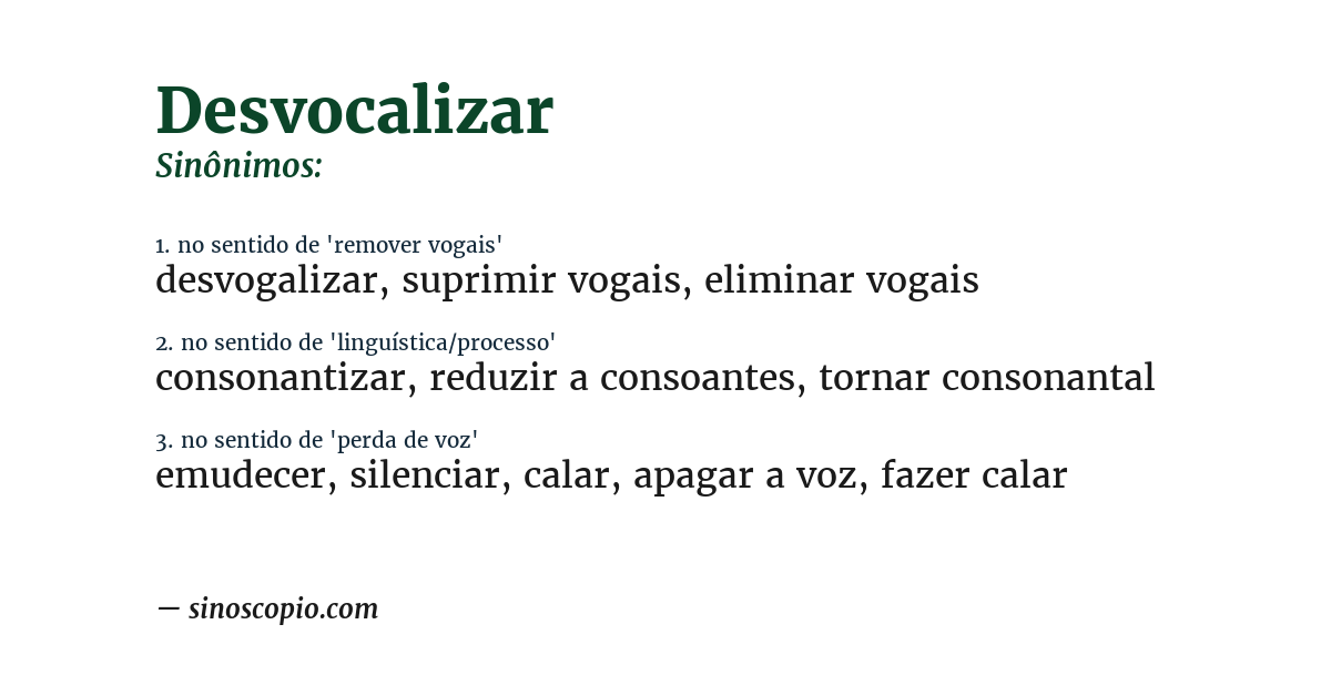 Sinônimo de desvocalizar