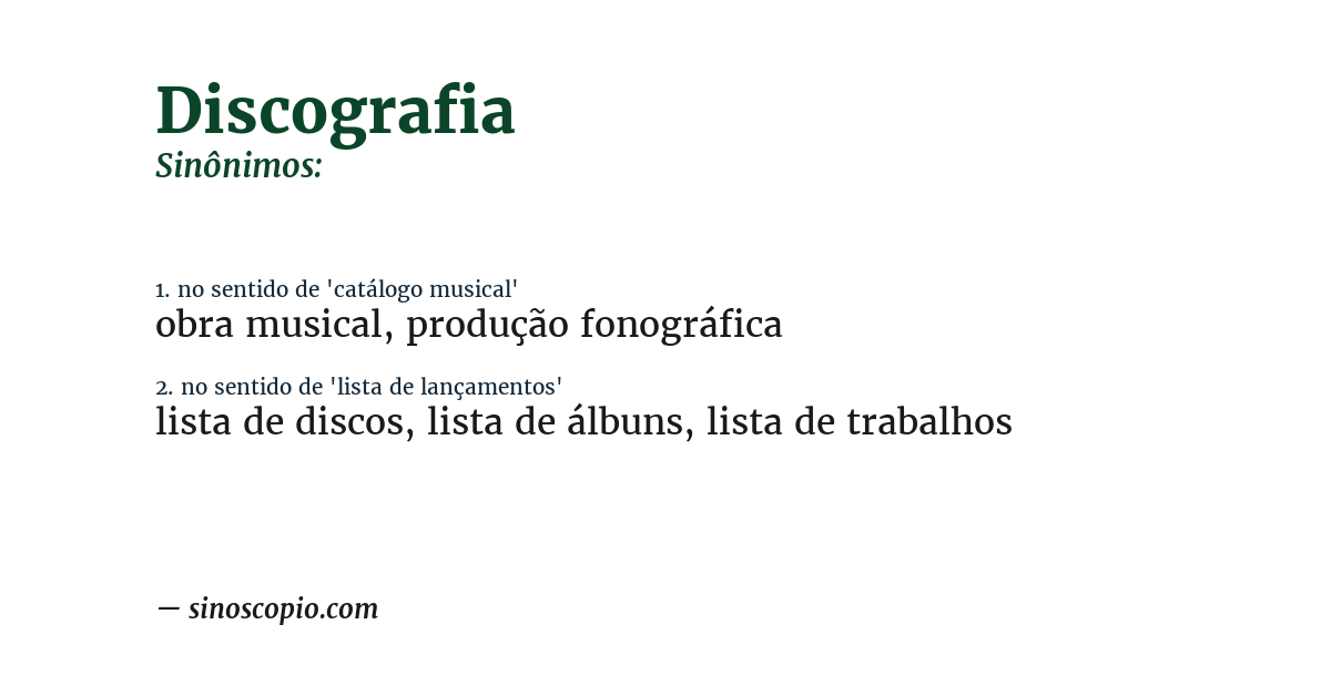 Sinônimo de discografia