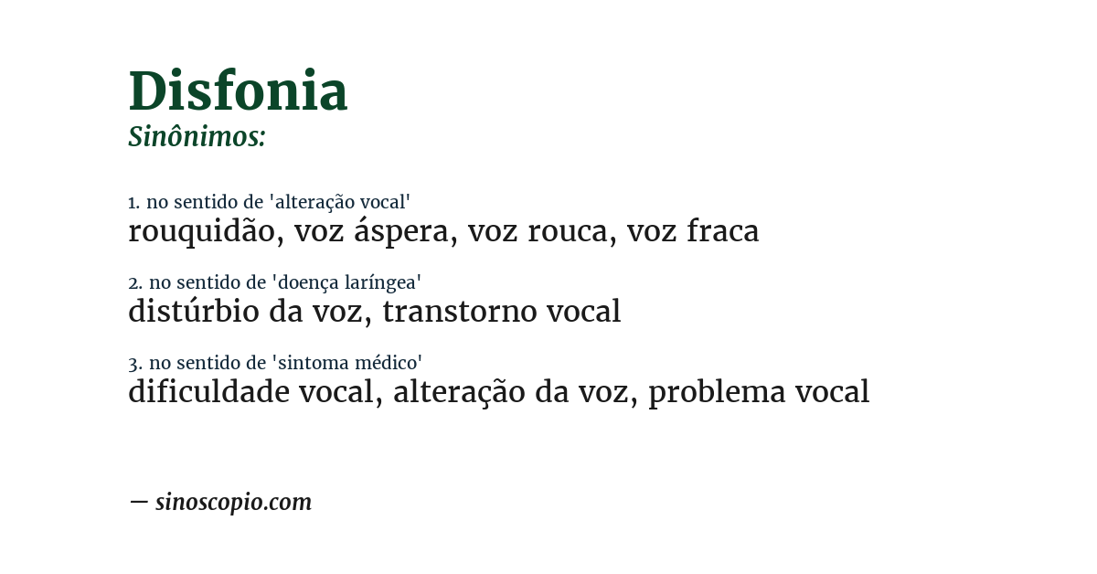 Sinônimo de disfonia