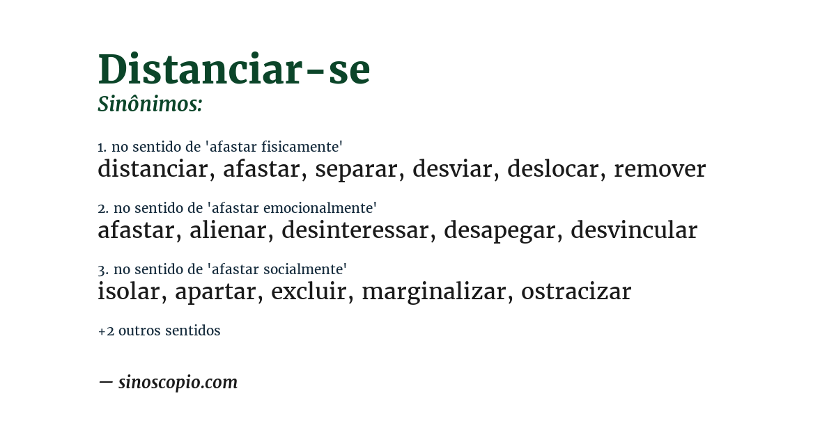 Sinônimo de distanciar-se