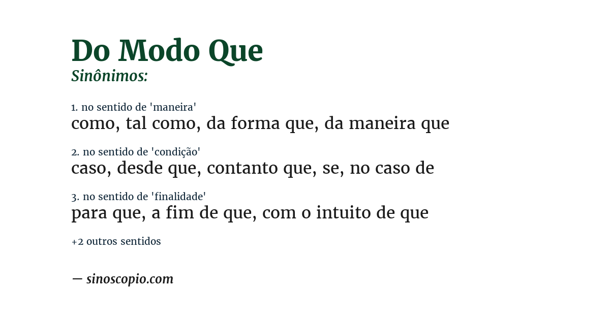 Sinônimo de do modo que