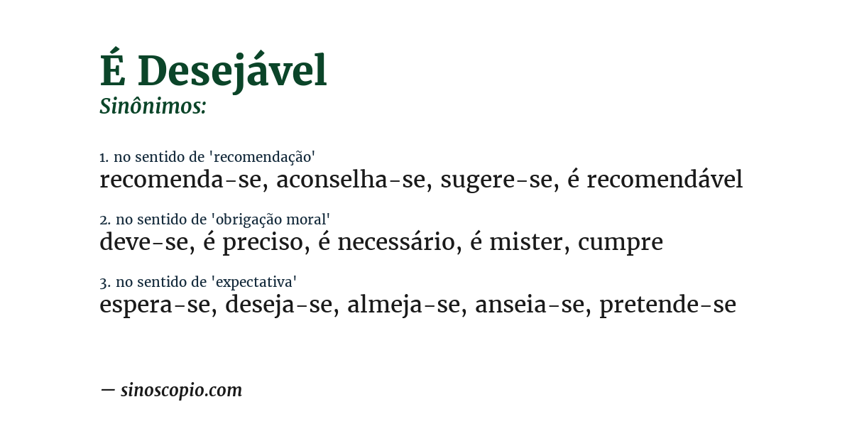 Sinônimo de é desejável