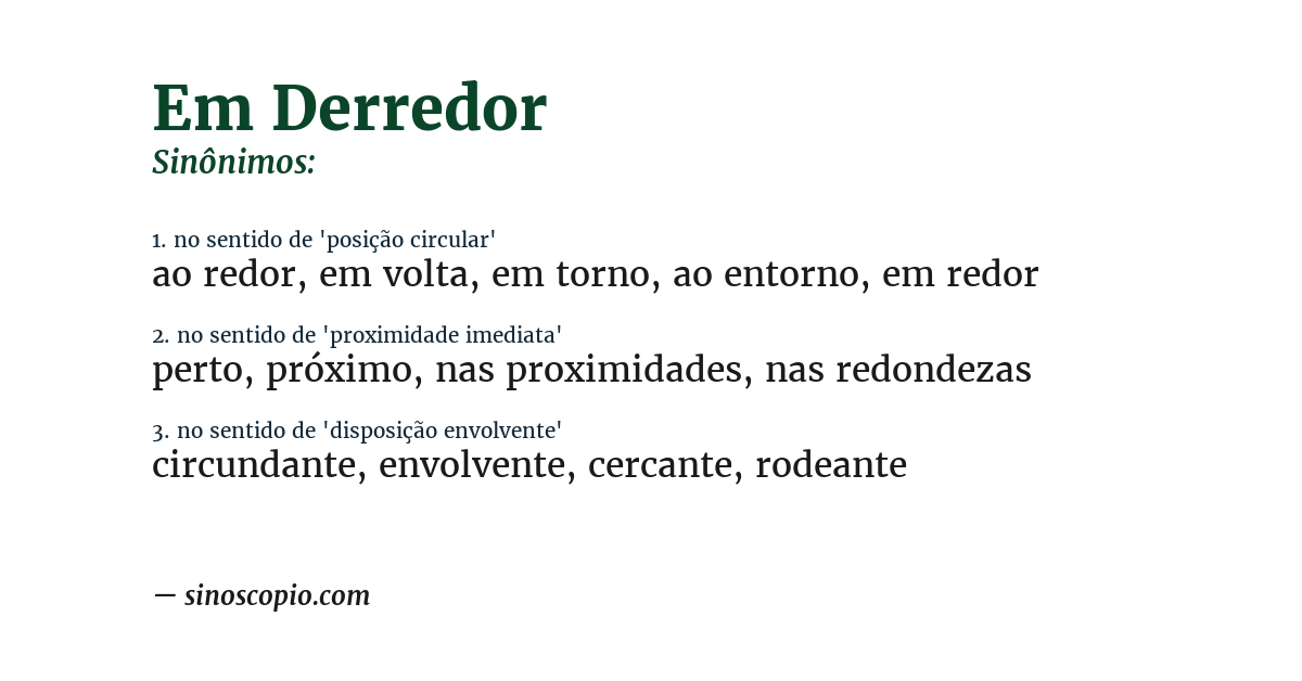 Sinônimo de em derredor