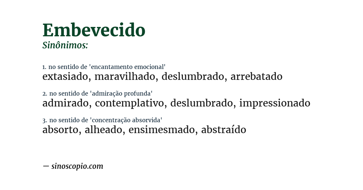 Sinônimo de embevecido