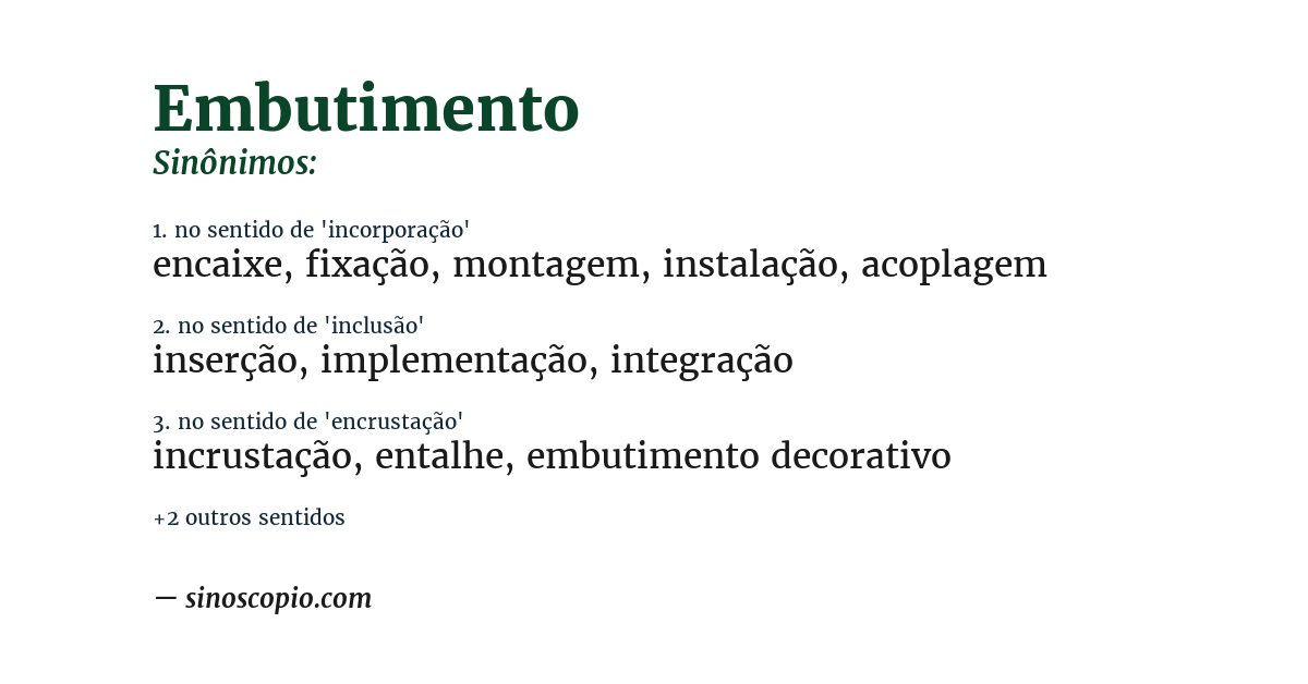 Sinônimo de embutimento