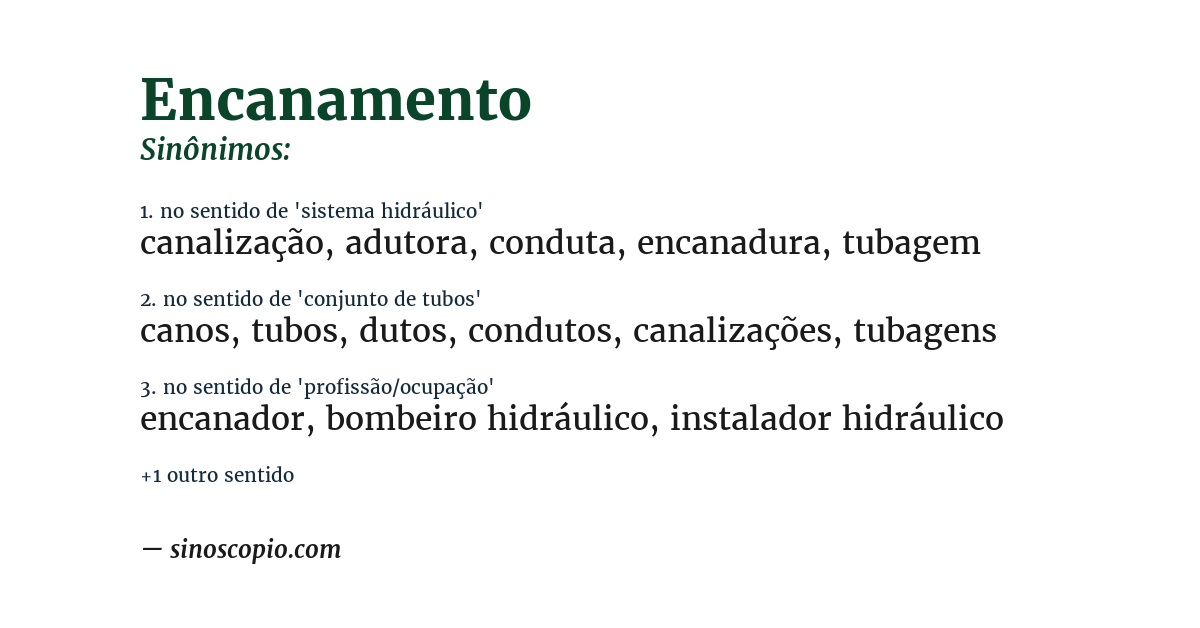 Sinônimo de encanamento