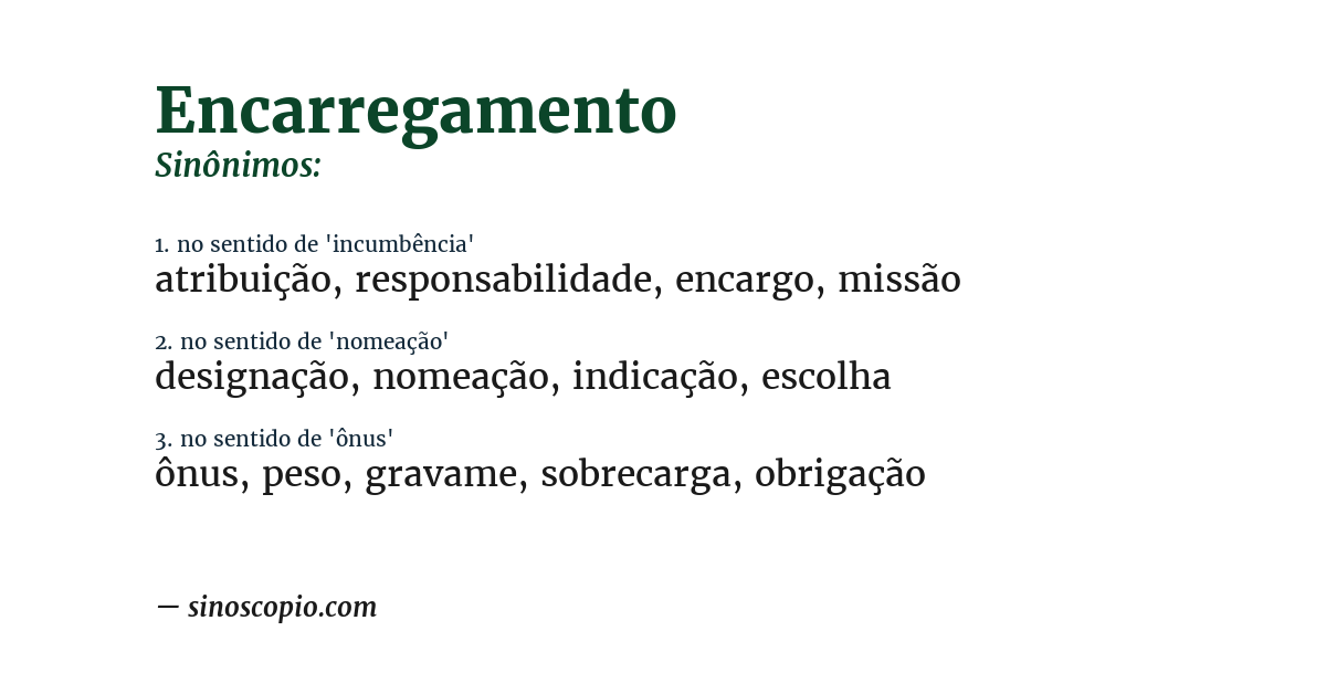 Sinônimo de encarregamento