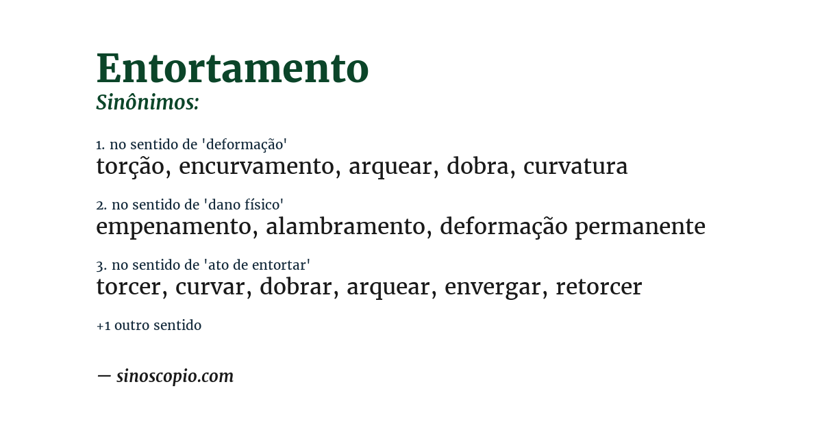 Sinônimo de entortamento