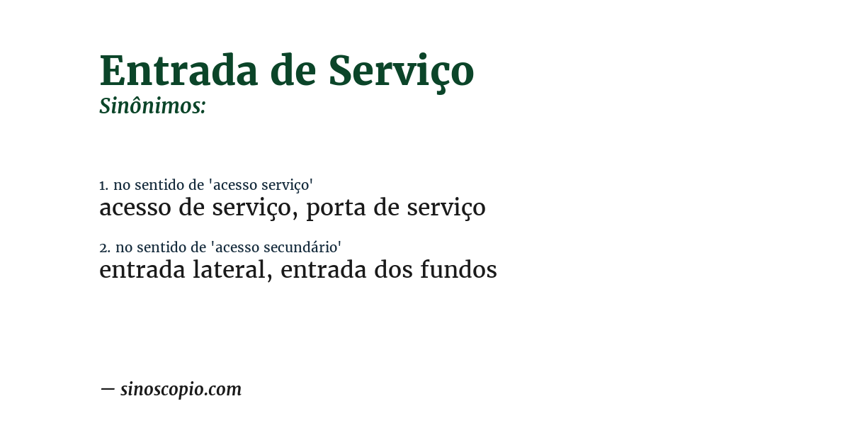 Sinônimo de entrada de serviço