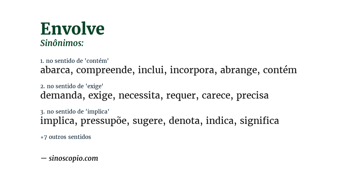 Sinônimo de envolve