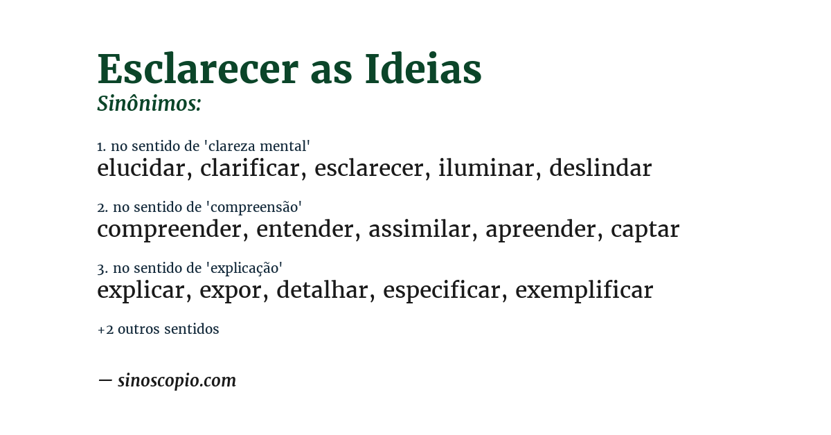 Sinônimo de esclarecer as ideias