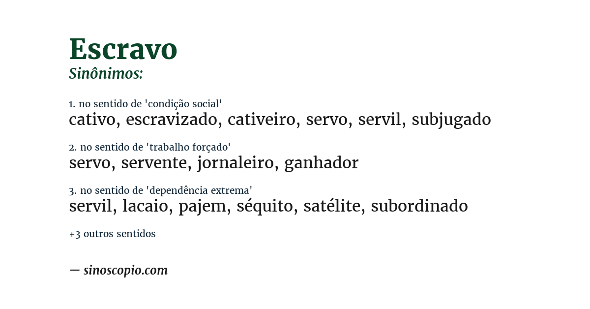 Sinônimo de escravo
