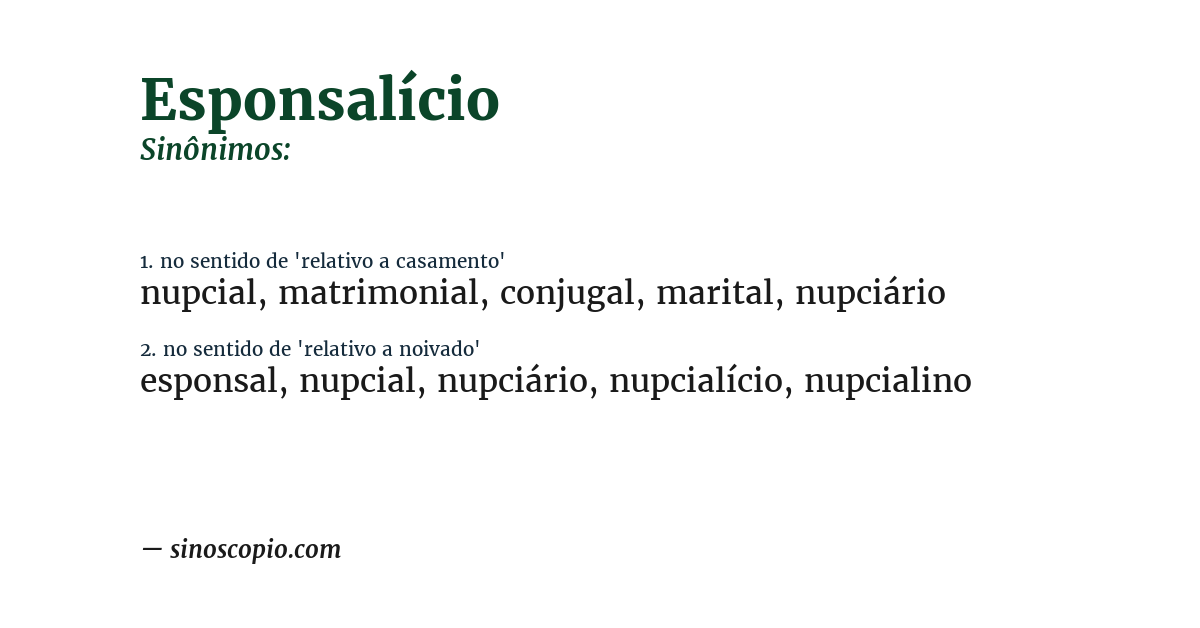 Sinônimo de esponsalício