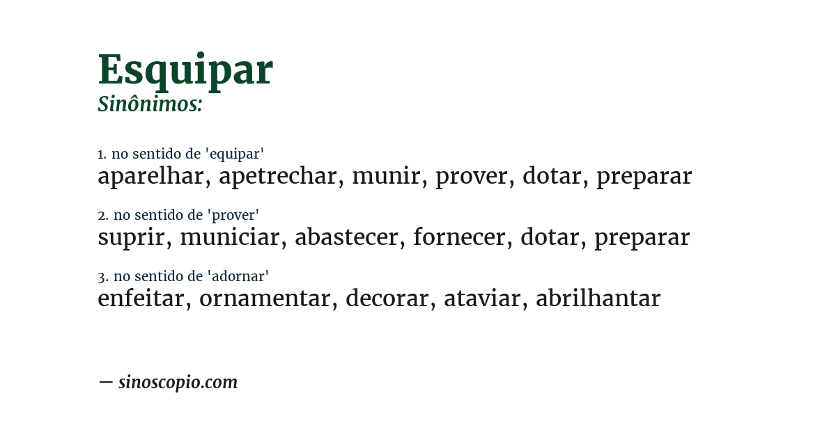Sinônimo de esquipar