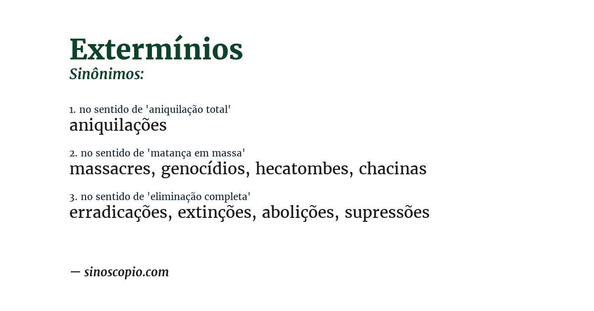 Sinônimo de extermínios