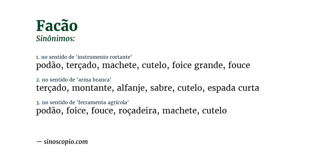 Sinônimo de facão
