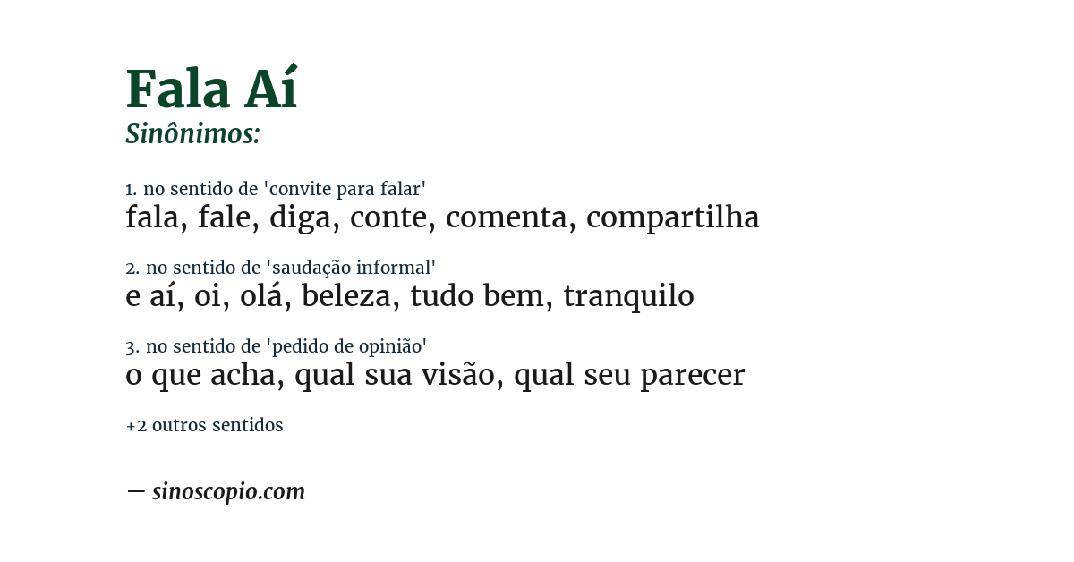 Sinônimo de fala aí
