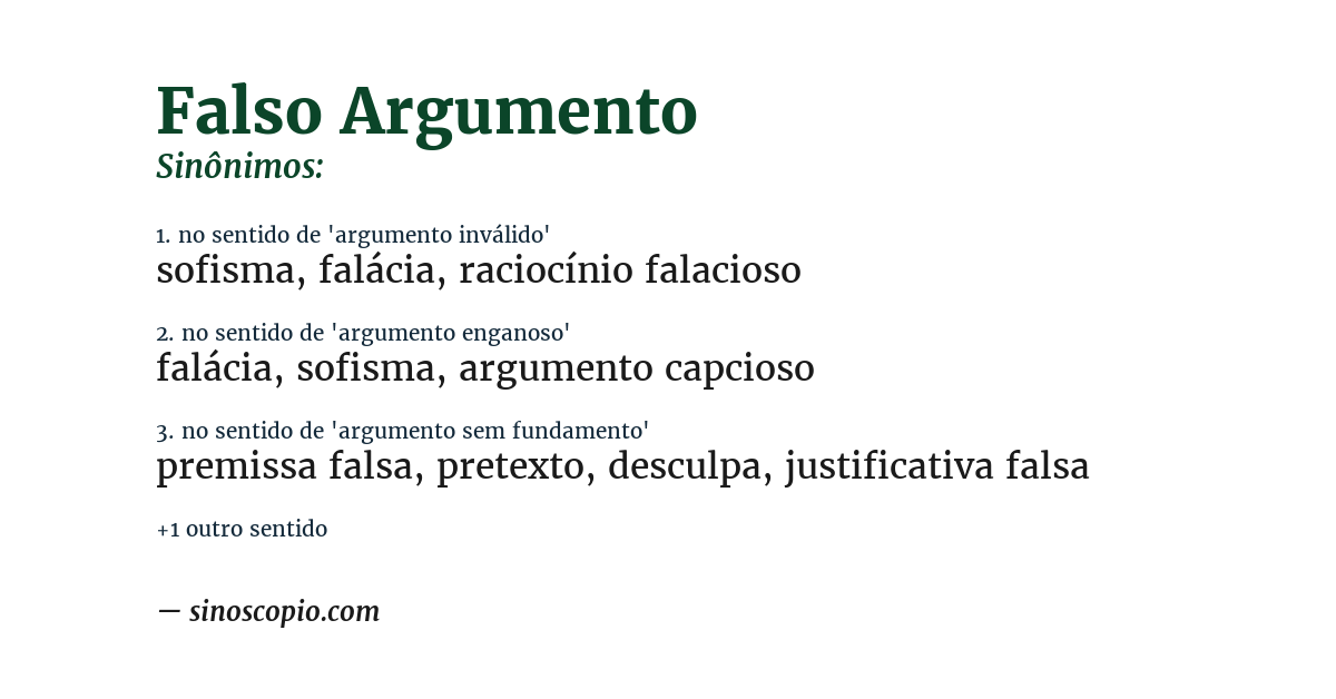 Sinônimo de falso argumento