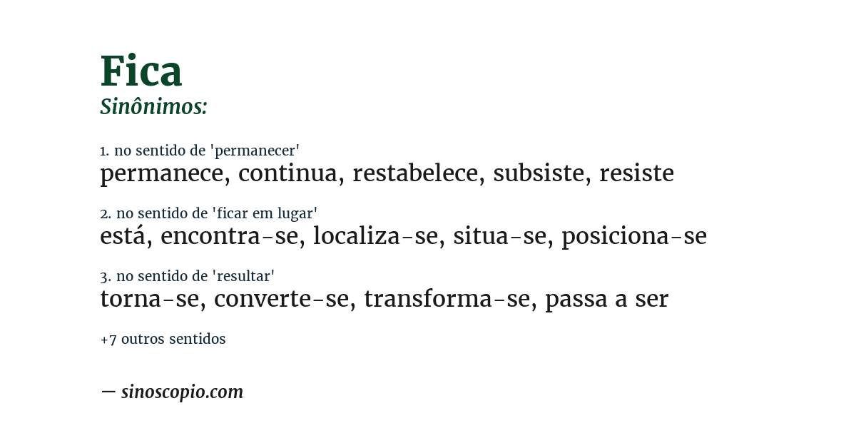 Sinônimo de fica