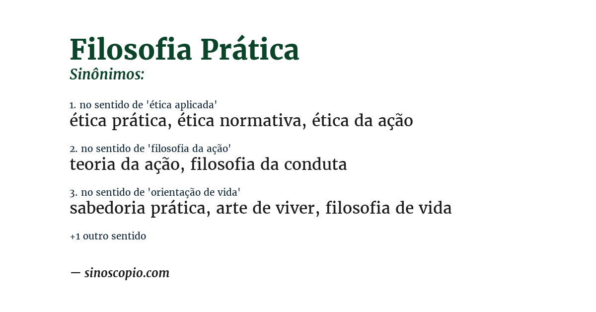 Sinônimo de filosofia prática