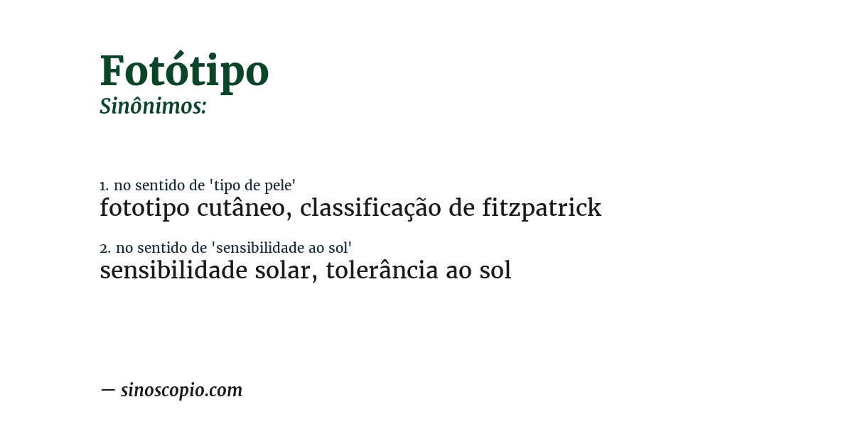 Sinônimo de fotótipo