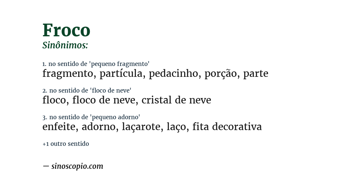 Sinônimo de froco