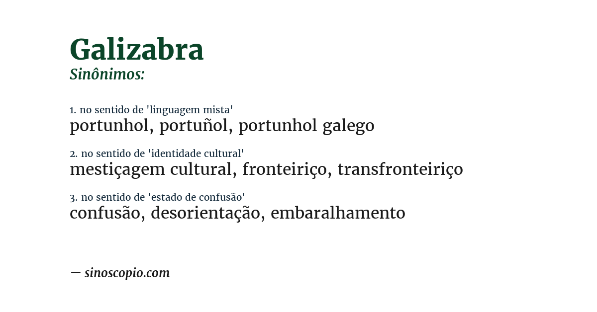 Sinônimo de galizabra