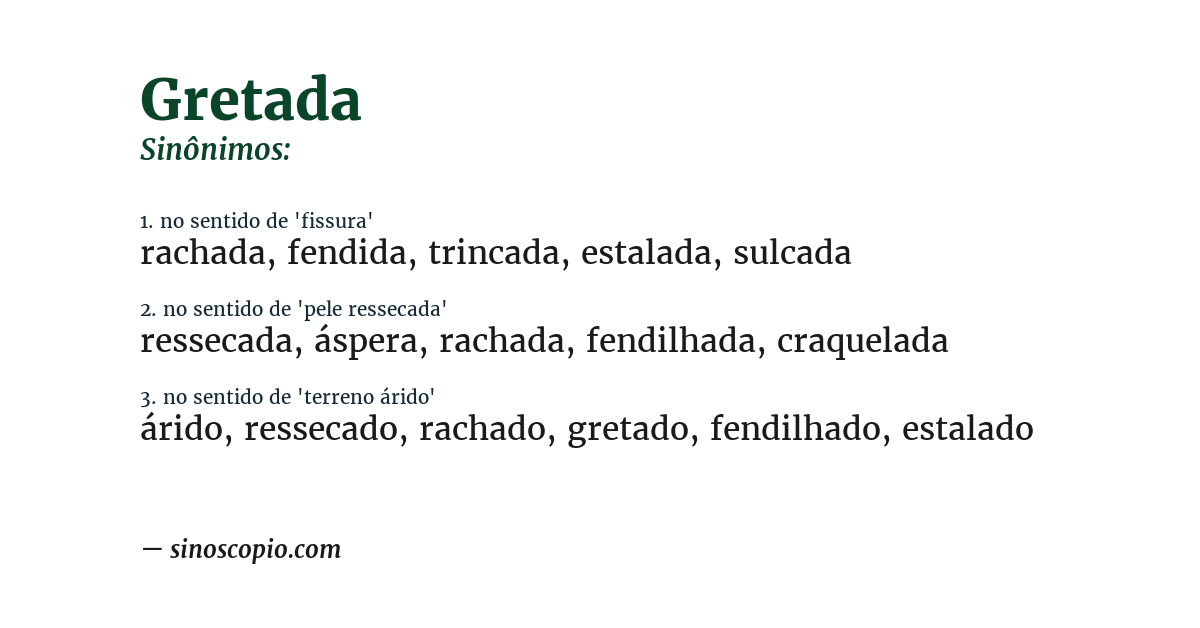 Sinônimo de gretada