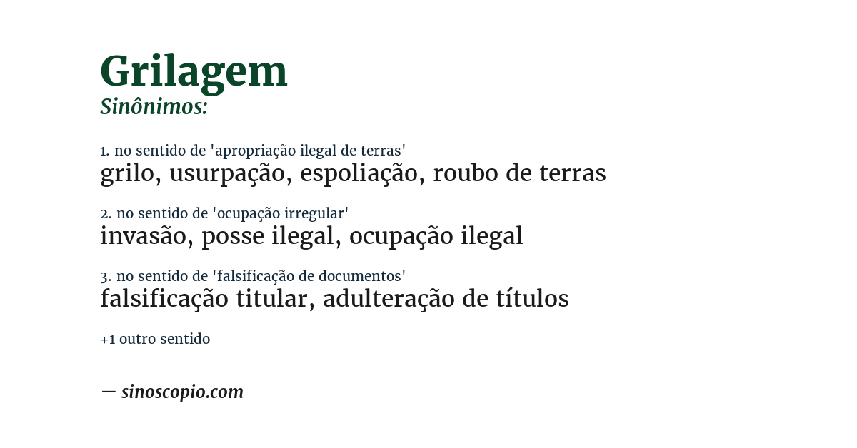 Sinônimo de grilagem