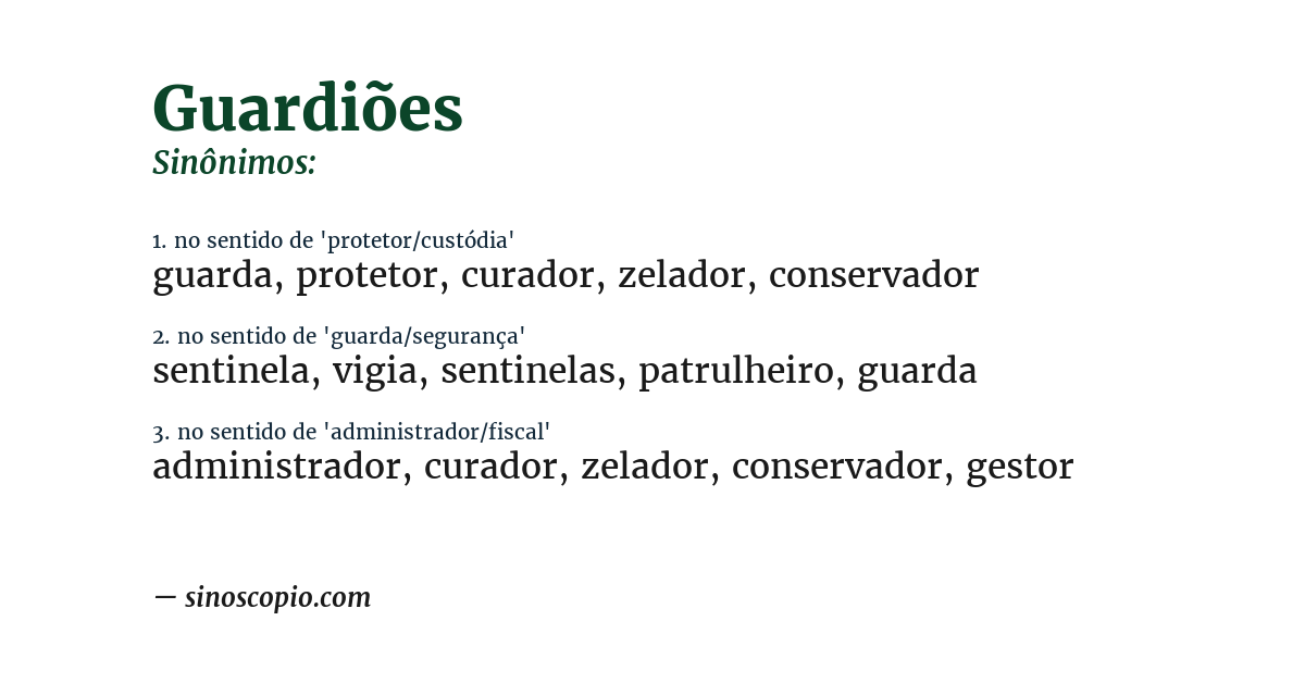 Sinônimo de guardiões