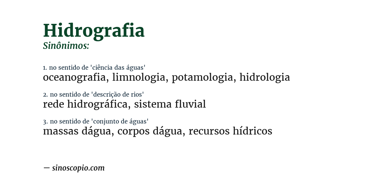 Sinônimo de hidrografia