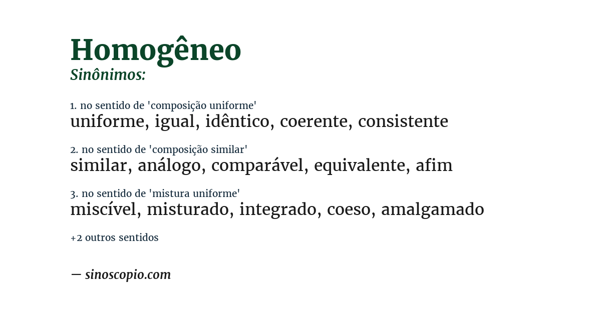 Sinônimo de homogêneo
